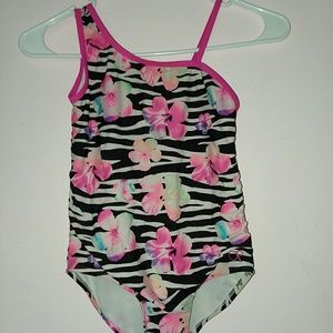 Watercolor Hawaiian zebra printed swimsuit